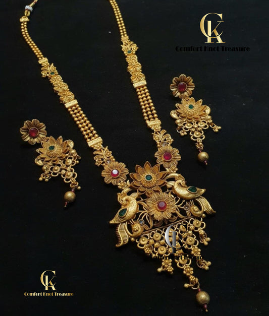 Rajwari Long Mala set | Gold Plated | MLA