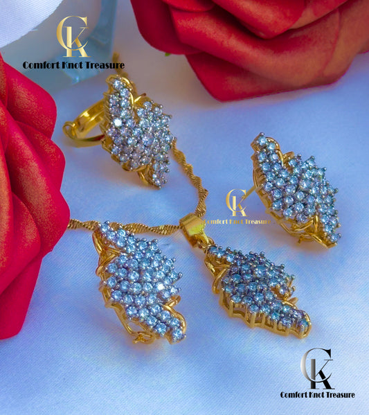 Diamond Supreme Jarao combo |Original American Cubic stones | 24k gold plated