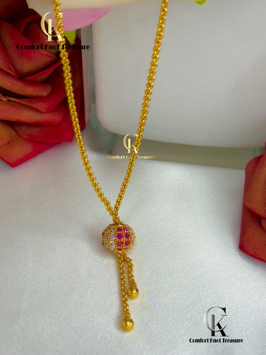 South Indian Red , White Ball Chain | Daily Wear | CHN