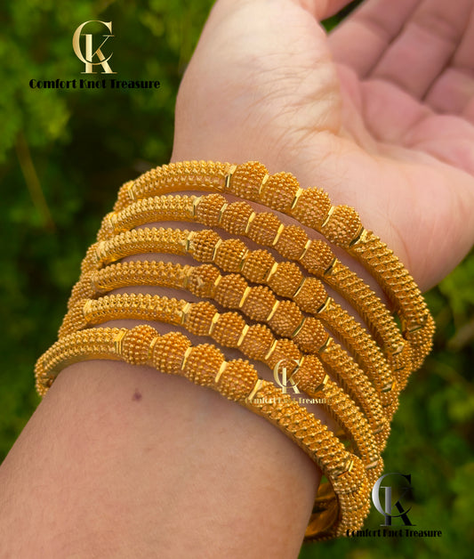 Golden Mesh Bangles set of 6 | 24k gold plated | Gold look Hot Article